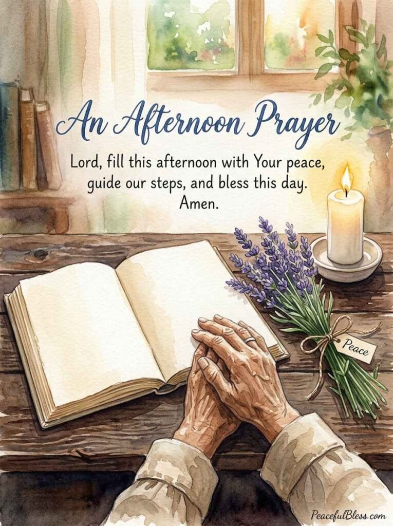 A deeply peaceful watercolor illustration of an open linen journal surrounded by lavender sprigs and a glowing white pillar candle.