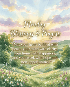 A serene background template with short morning intentions for family protection and career success