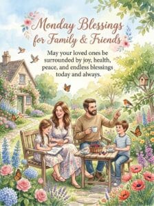 A shareable digital greeting card featuring sweet Monday blessings for loved ones, family, and best friends.