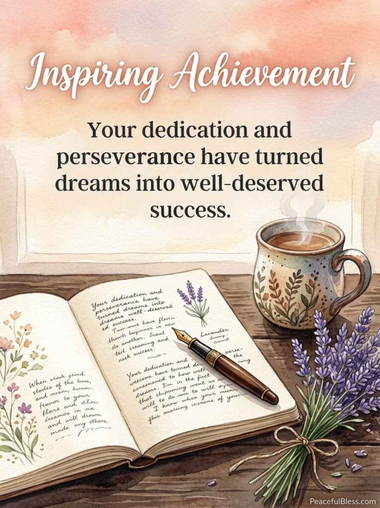 A delicate watercolor painting of an open journal, a fountain pen, and fresh lavender sprigs on a rustic oak table under warm light.