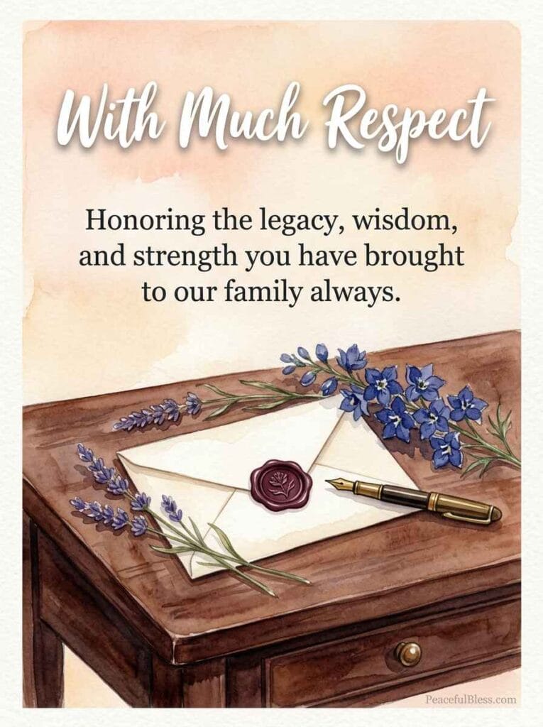 An elegant watercolor painting of a wax-sealed letter lying next to a fountain pen and a small bouquet of dried flowers on an oak table.