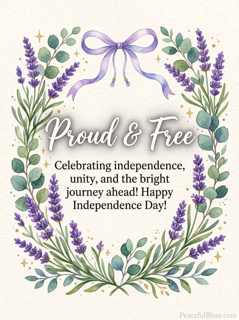 A clean watercolor flat lay of a ribbon banner with delicate gold stars and lavender sprigs on an ivory background.